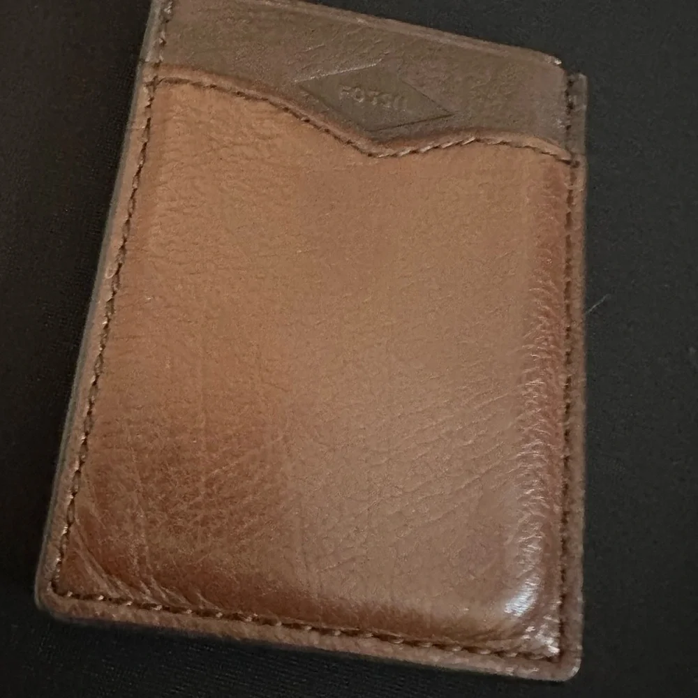 Fossil Brown Leather Card Holder/Money clip
